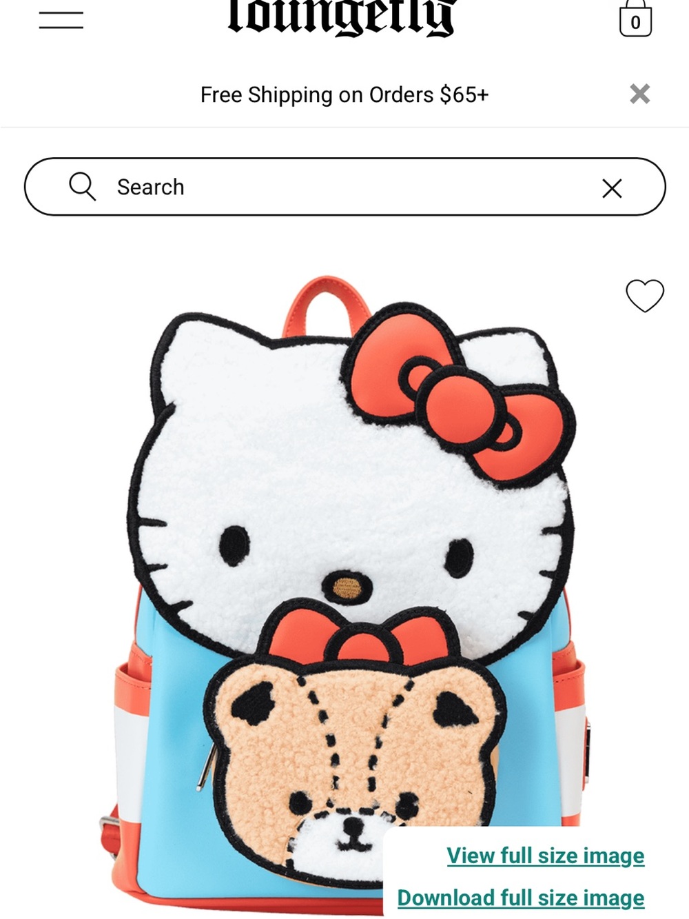 Hello Kitty with Bear Blue and Orange Faux Shearling Backpack brand new with tag